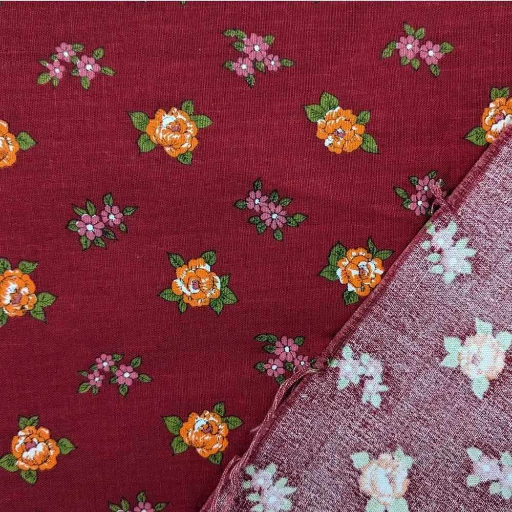 SALE! 2.5 Yds Heavy Cotton Twill STYLESET FABRIC Vintage 70s Floral Border Print